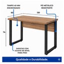 Ver imagem 3 de Mesa Escritório Pé Quadro 1,20x0,60m s/ Gavetas Nogal Sevilha/Preto 24469