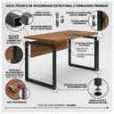 Ver imagem 2 de Mesa Escritório Pé Quadro 1,20x0,60m s/ Gavetas Nogal Sevilha/Preto 24469