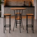 Ver imagem 1 de Conjunto Mesa Alta Bistrô Porto com 3 Banquetas Alta Kassel Cor Louro Freijó - Kmj