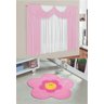 Kit Combo Decoração Quarto de Criança = Cortina Paris + Tapete Flor - Rosa - 1