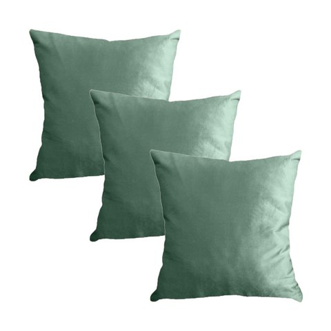 Kit 3 Capas para Almofada em Veludo Liso Quadrada 50x50 Verde Menta