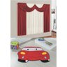 Kit Combo Decoração Quarto de Criança = Cortina Paris + Tapete Carro - Vermelho - 1