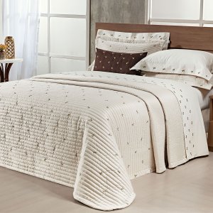 Cobre Leito Casal Queen Ellora Micro Percal 400 Fios 03 Peças - Bege