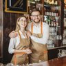 Avental Bege Cintura Alça Laranja Bar Cafe Bistro Unissex - 6