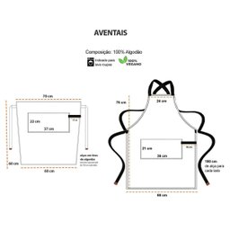 Avental Bege Cintura Alça Laranja Bar Cafe Bistro Unissex - 5