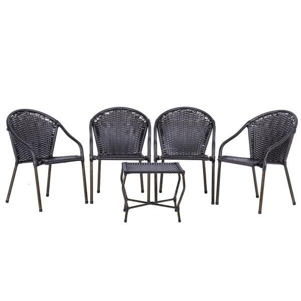 Cadeiras para Jardim Varanda Lazer Area Externa Relaxar Fibra Sintetica Mesa Bela Tabaco - 1