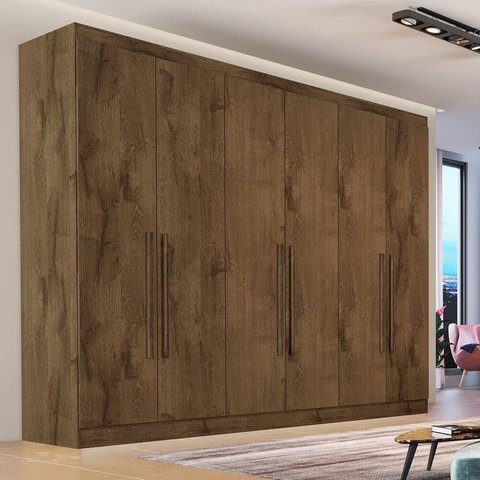 Guarda Roupa Oslo 6 Portas 4 Gavetas 100% Mdf Braúna - Made Marcs