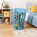 Ver imagem 2 de Cesto Organizador Brinquedos Azul Grande 40 Litros Porta Treco Roupa Suja Telado 40L Quarto Lavander