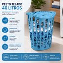 Ver imagem 7 de Cesto Organizador Brinquedos Azul Grande 40 Litros Porta Treco Roupa Suja Telado 40L Quarto Lavander