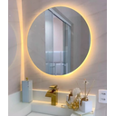 Ver imagem 2 de Espelho Redondo Lapidado com Luz Led Quente para Maquiagem Quarto Sala Salão Suporte de Fixação 50cm
