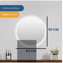 Ver imagem 3 de Espelho Redondo Lapidado com Luz Led Quente para Maquiagem Quarto Sala Salão Suporte de Fixação 50cm