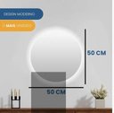 Ver imagem 3 de Espelho Redondo Lapidado com Luz Led Quente para Maquiagem Quarto Sala Salão Suporte de Fixação 50cm