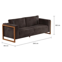 Sofá 230cm Veludo Marrom Escuro Lin 4 Lugares Minha Loja de Móveis - 3 Sofá 230cm Veludo Marrom Escuro Lin 4 Lugares Minha Loja de Móveis - 3