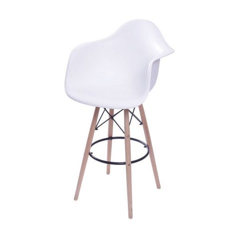 Banqueta DKR Charles Eames Wood PP com Braço - Or Design - Branco