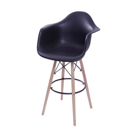 Banqueta DKR Charles Eames Wood PP com Braço - Or Design - Preto
