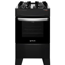 Fogão 4 Bocas Atlas Atenas Glass Preto com Mesa de Vidro Bivolt - 1