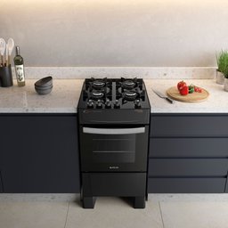 Fogão 4 Bocas Atlas Atenas Glass Preto com Mesa de Vidro Bivolt - 6
