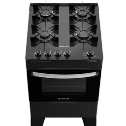Fogão 4 Bocas Atlas Atenas Glass Preto com Mesa de Vidro Bivolt - 4