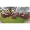 Ver imagem 2 de Conjunto de Sofá Fibra Sintética Quadrado Aço - 1 Sofá 2 Lugares + 2 Poltronas + 1 Mesa Centro - Tecido Rev