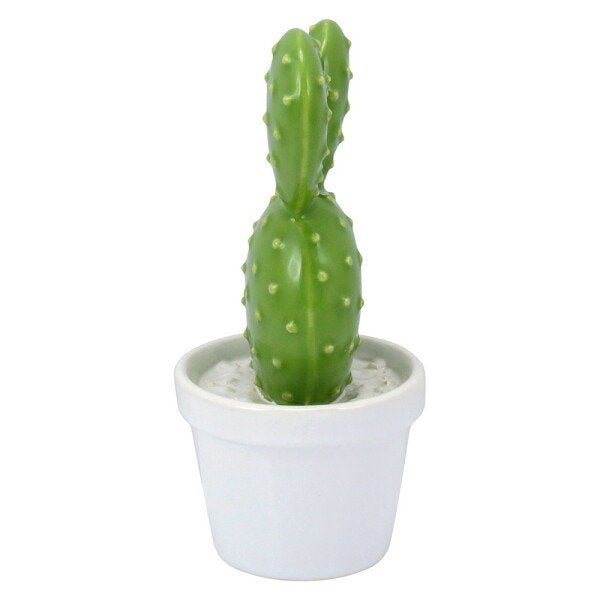 Cacto Decorativo em Cerâmica Branco e Verde 22cm - 2