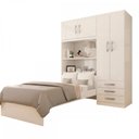 Ver imagem 2 de Guarda-Roupa Solteiro com Cama Liverpool 4 Portas 3 Gavetas Branco - Panorama Móveis