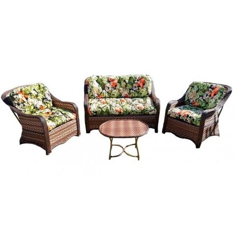 Conjunto de Sofá Fibra Sintética Melo Promo - 1 Sofá 2 Lugares + 2 Poltronas + 1 Mesa Centro - Tecido Saqua