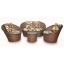 Ver imagem 1 de Conjunto de Sofá Fibra Sintética Bola - 1 Sofá 2 Lugares + 2 Poltronas + 1 Mesa Centro - Tecido Revieira M