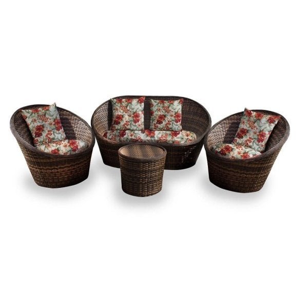 Conjunto de Sofá Fibra Sintética Bola - 1 Sofá 2 Lugares + 2 Poltronas + 1 Mesa Centro - Tecido Gamboa Beg - 1