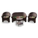 Ver imagem 1 de Conjunto de Sofá Fibra Sintética Bali - 1 Sofá 2 Lugares + 2 Poltronas + 1 Mesa Centro - Tecido Saquarema