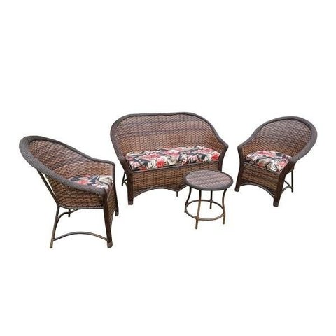 Conjunto de Sofá Fibra Sintética Bali Promo - 1 Sofá 2 Lugares + 2 Poltronas + 1 Mesa Centro - Tecido Maui