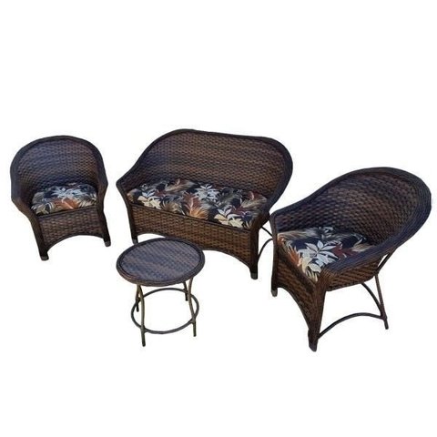 Conjunto de Sofá Fibra Sintética Bali Promo - 1 Sofá 2 Lugares + 2 Poltronas + 1 Mesa Centro - Tecido Revie