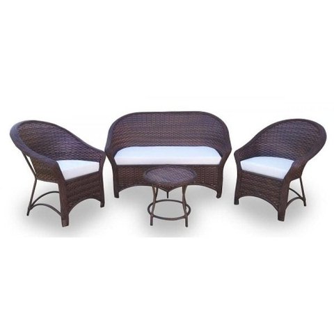 Conjunto de Sofá Fibra Sintética Bali Promo - 1 Sofá 2 Lugares + 2 Poltronas + 1 Mesa Centro - Tecido Duna