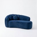 Ver imagem 3 de Sofá Curvo 3 Lugares Orgânico Confortável Serena Veludo Azul Marinho - Montanari'S Decor