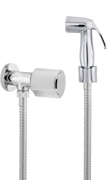 Ducha Higiênica Completa Registro Metal 1/4V Flexível Inox 1,20 M Gatilho e Suporte ABS Volante C40 - 1