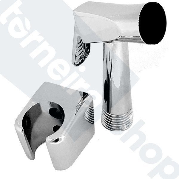 Ducha Higiênica Completa Registro Metal 1/4V Flexível Inox 1,20 M Gatilho e Suporte ABS Volante C40 - 5