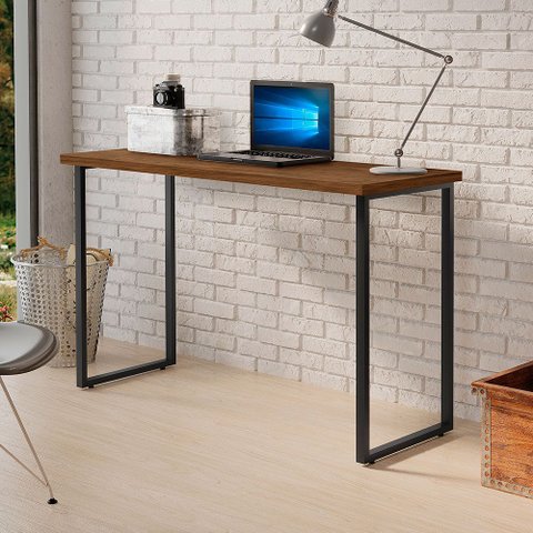 Mesa Escrivaninha Aparador 1,20m Industrial Ferro e Madeira para Home Office e Estudo - Canela