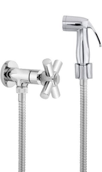 Ducha Higiênica Completa Registro Metal 1/4V Flexível Inox 1,20 M Gatilho e Suporte ABS Cruzeta C64 - 1