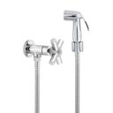 Ver imagem 1 de Ducha Higiênica Completa Registro Metal 1/4V Flexível Inox 1,20 M Gatilho e Suporte ABS Cruzeta C64