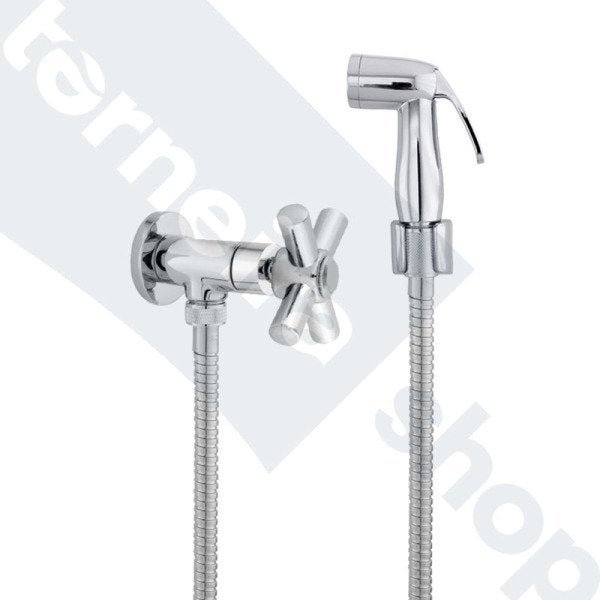 Ducha Higiênica Completa Registro Metal 1/4V Flexível Inox 1,20 M Gatilho e Suporte ABS Cruzeta C64 - 2