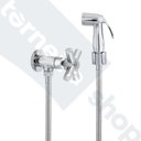 Ver imagem 2 de Ducha Higiênica Completa Registro Metal 1/4V Flexível Inox 1,20 M Gatilho e Suporte ABS Cruzeta C64