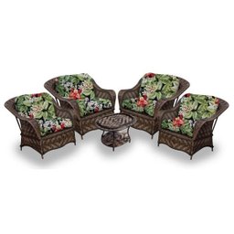 Conjunto de Poltronas Fibra Sintética Naja - 4 Poltronas + 1 Mesa Centro - Tecido Saquarema - 1