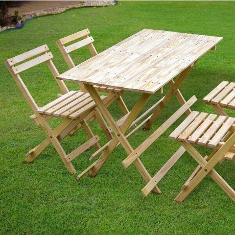 Conjunto Mesa 4 Cadeiras Dobráveis 120cm x 60cm Espresso Móveis