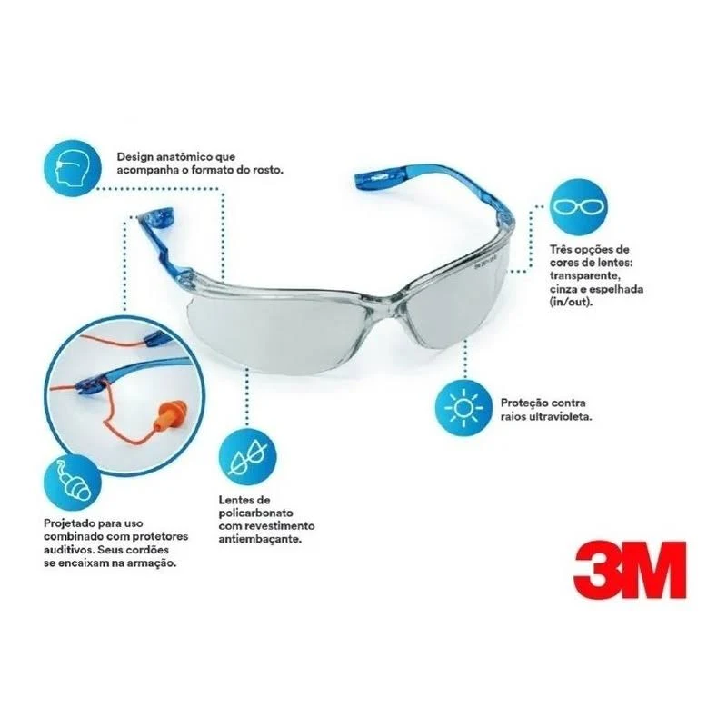 KIT 10 OCULOS DE PROTEÇÃO VIRTUA CCS INCOLOR VIRTUA ANTIEMBAÇANTE 3M ...