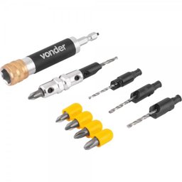 Kit Jogo Bits Ponteiras Brocas Escariadoras 11pçs 1/4 Vonder - 2