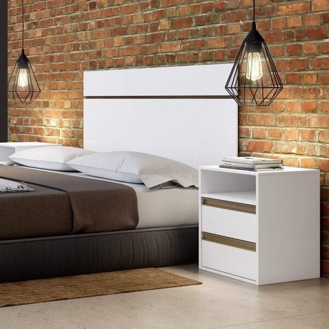 Mesa de Cabeceira 100% MDF2 Gavetas 1 Nicho