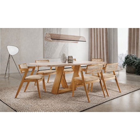 Sala de Jantar Maciça 6 Cadeiras1,80m Courino-oslo -imperial