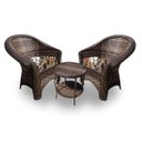 Ver imagem 1 de Conjunto de Poltronas Fibra Sintética Bali - 2 Poltronas + 1 Mesa Centro - Tecido Revieira Marrom