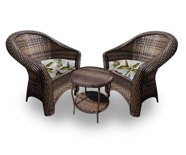 Conjunto de Poltronas Fibra Sintética Bali - 2 Poltronas + 1 Mesa Centro - Tecido Búzios Verde - 1
