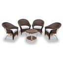 Ver imagem 1 de Conjunto de Poltronas Fibra Sintética Bali Alumínio - 4 Poltronas + 1 Mesa Centro - Tecido Duna Cru