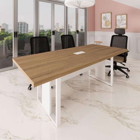 Mesa de Reunião 2,00m 1 Caixa de Tomada Pés Metal Quadro F5